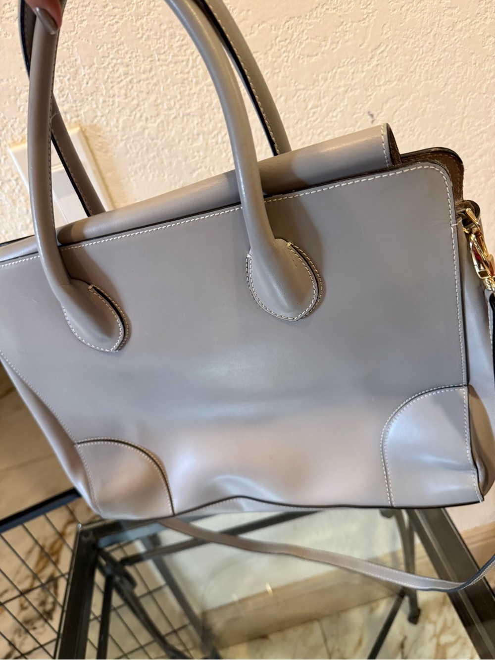Alberta Di Canio Gray Structured Leather Satchel